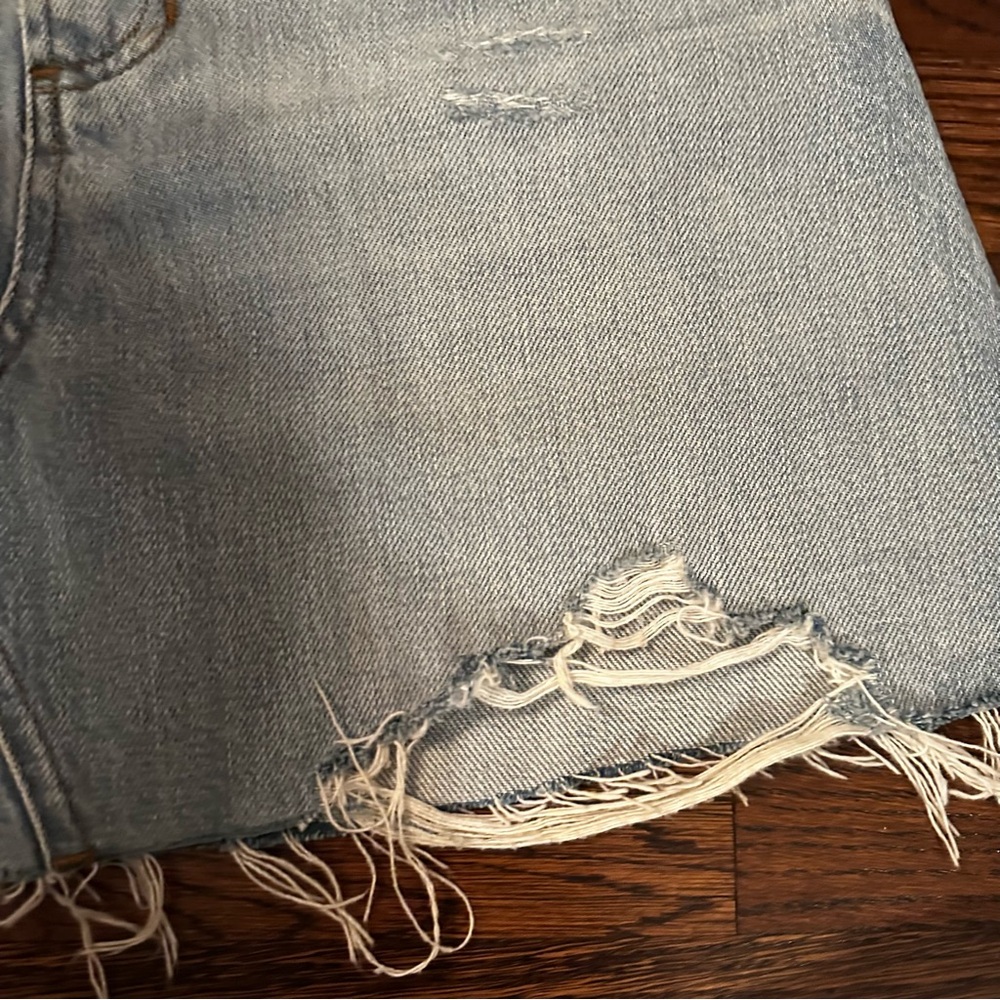Frame Le High 'N' Tight Denim Mini Skirt | distressed jean skirt - Picture 3 of 11
